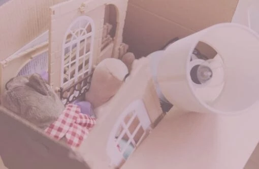 Beitragsbild Blogartikel - Grundordnung schafft Mama nebenbei - Ordnung mit Baby und Kleinkind - Bild Pappkarton mit aussortierten Gegenständen