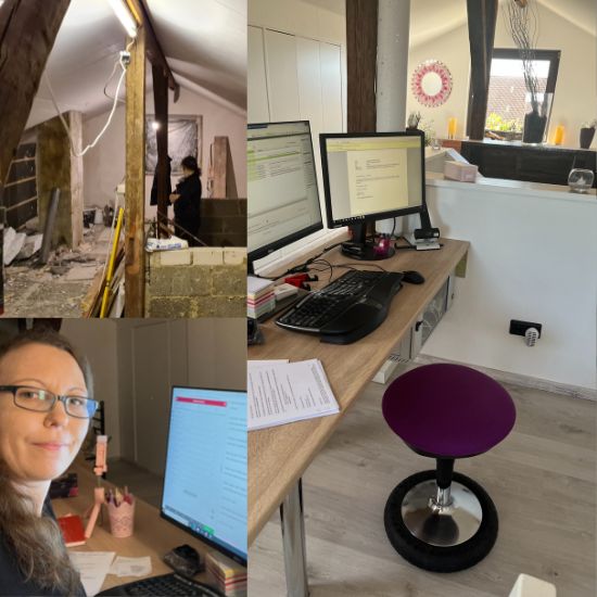 Blogartikel Jahresrückblog 2022 - Arbeitszimmer im Dachgeschoss von während der Renovierung und fertig