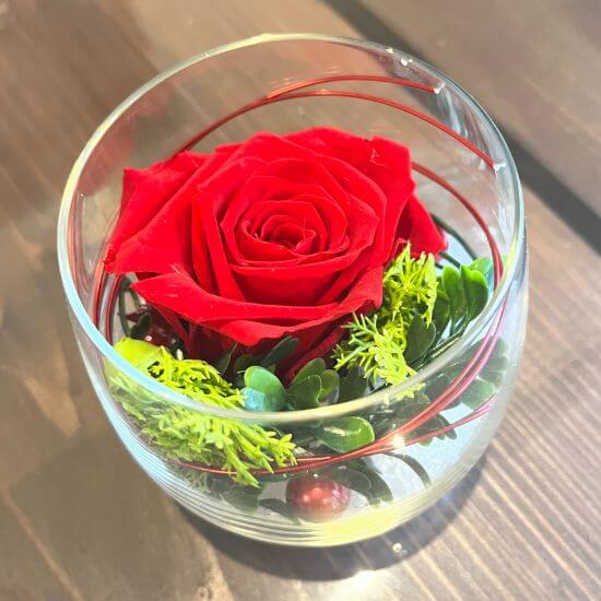12 von 12 im Februar 2023 - Tischdeko Rose im Glas 